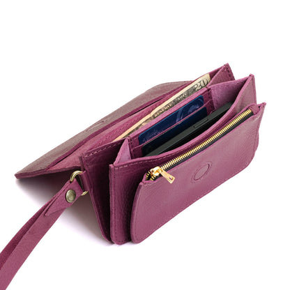 Iris | Leather wallet clutch with wristlet and magnetic closure