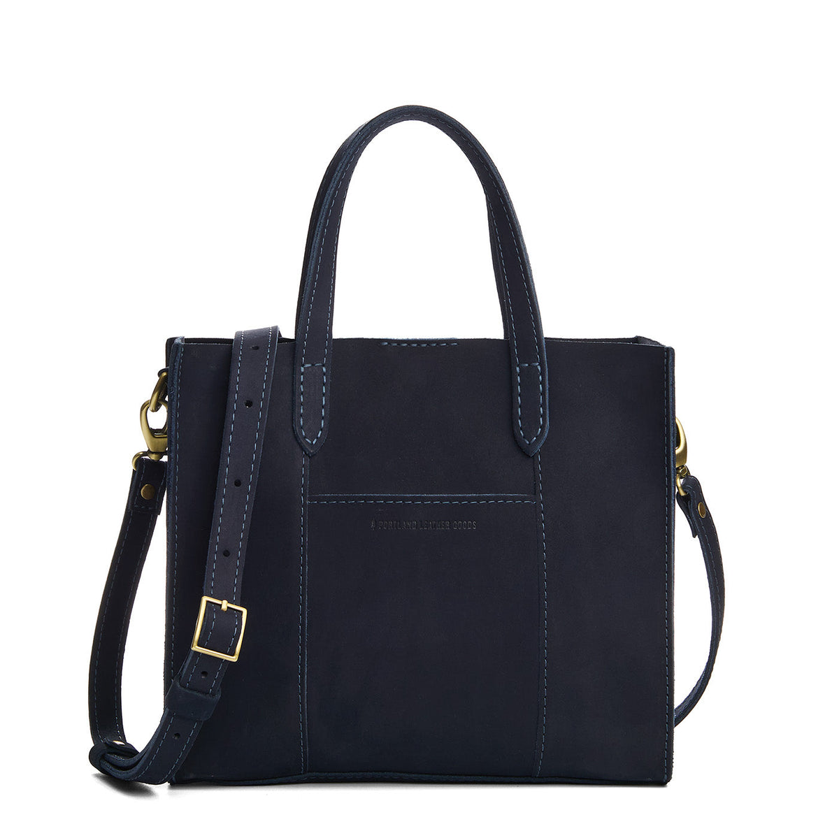 Velvet Blue*Classic | Structured mid-size tote bag with overlapping panels and crossbody strap