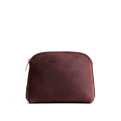 Merlot*Classic | Compact leather pouch with top zipper