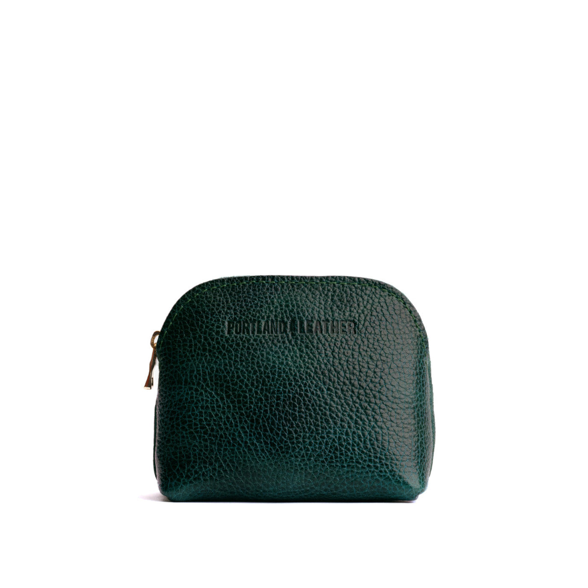 Forest Green*Mini | Compact leather pouch with top zipper