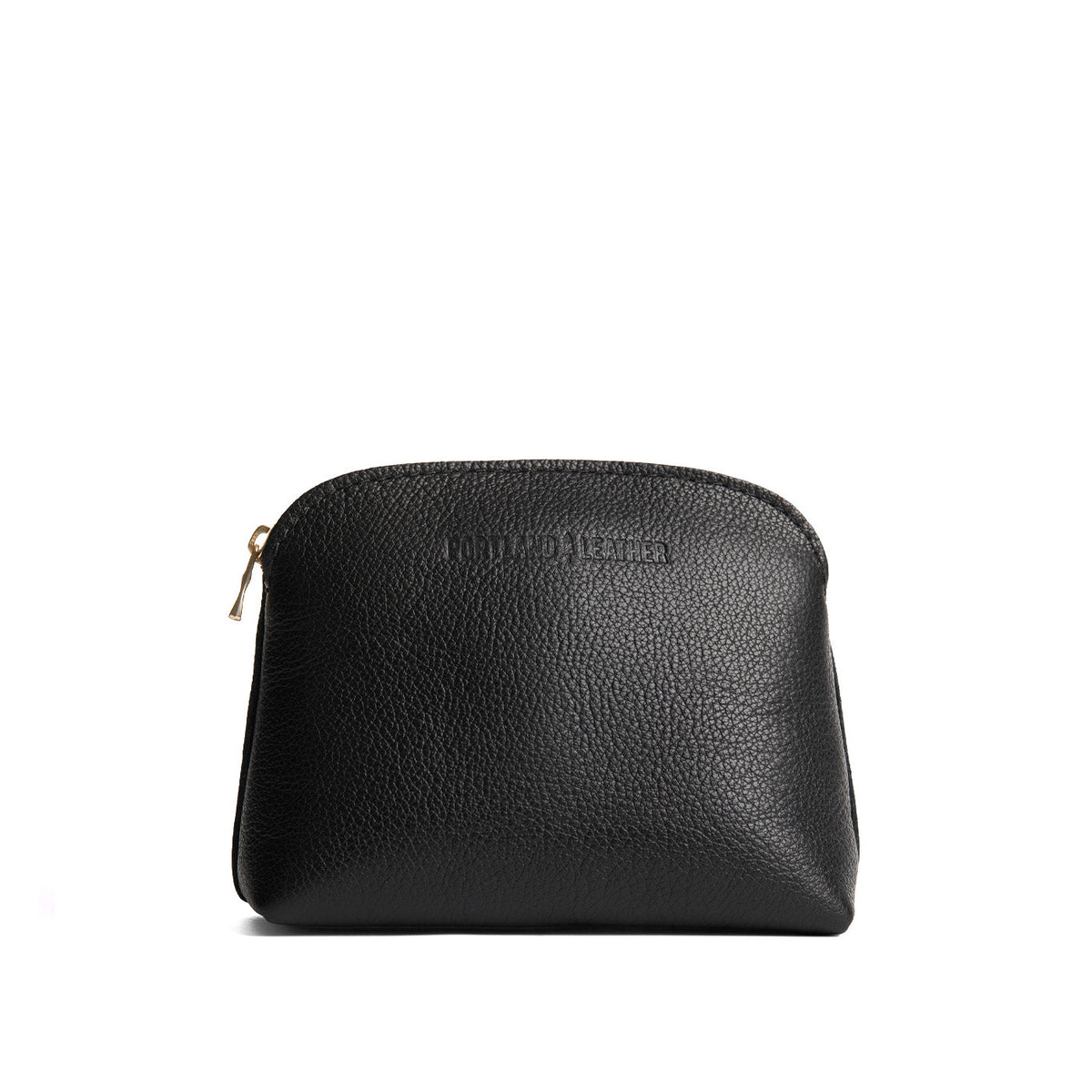 Pebbled--black*Classic | Compact leather pouch with top zipper