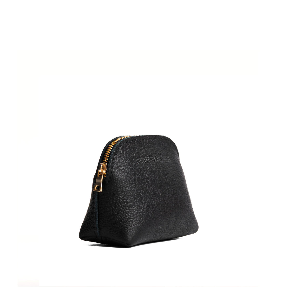 Pebbled--black*Mini | Compact leather pouch with top zipper