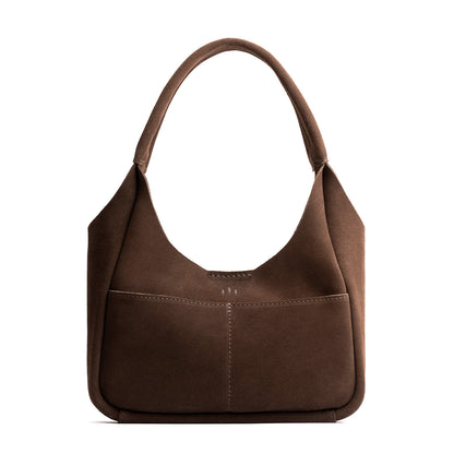 Stagecoach*Medium | U-shaped, flat-bottomed leather shoulder bag with two outside pockets