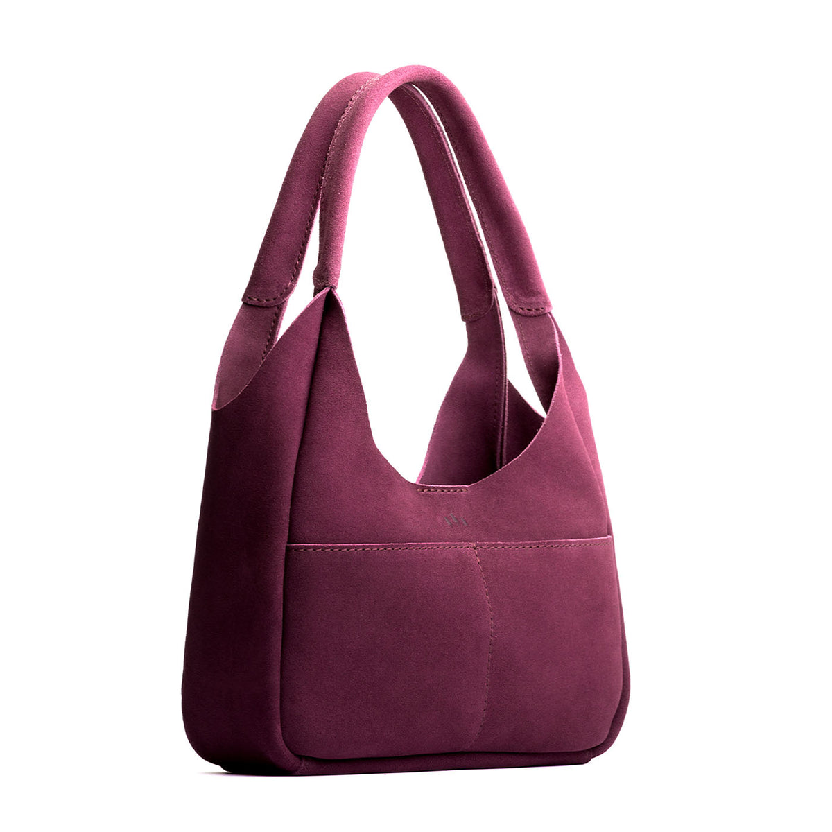 Superbloom*Medium | U-shaped, flat-bottomed leather shoulder bag with two outside pockets