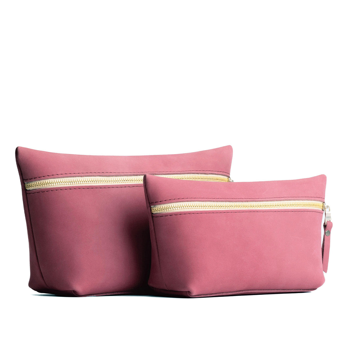 Foxglove | Two large leather makeup bags with zipper