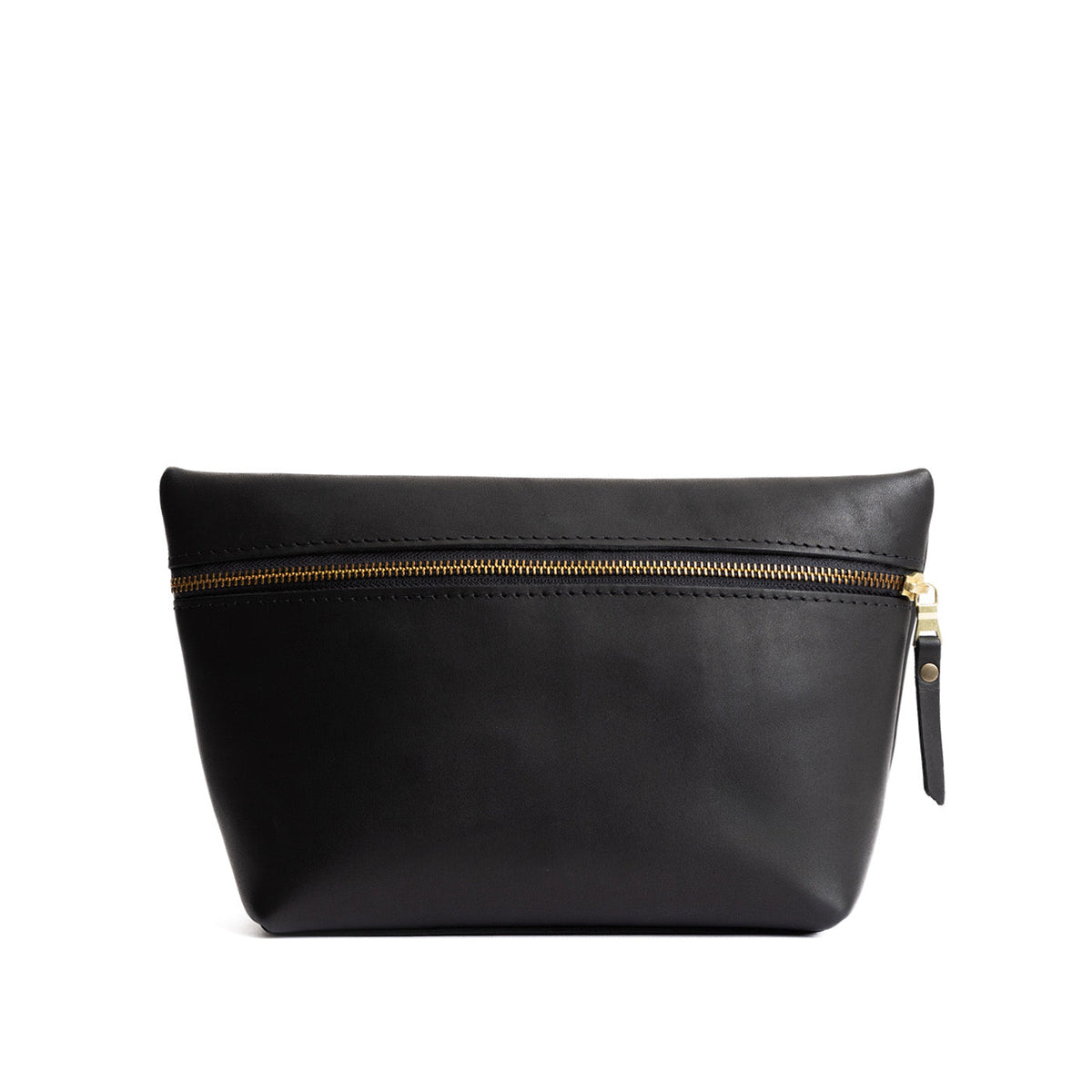 Black*Extra Large | Large leather makeup bag with zipper