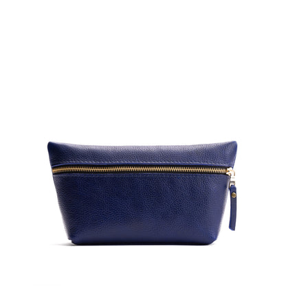 Cobalt*Large | Large leather makeup bag with zipper