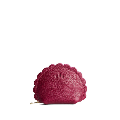 Orchid*Small | Curved leather pouch with zipper and scalloped edges