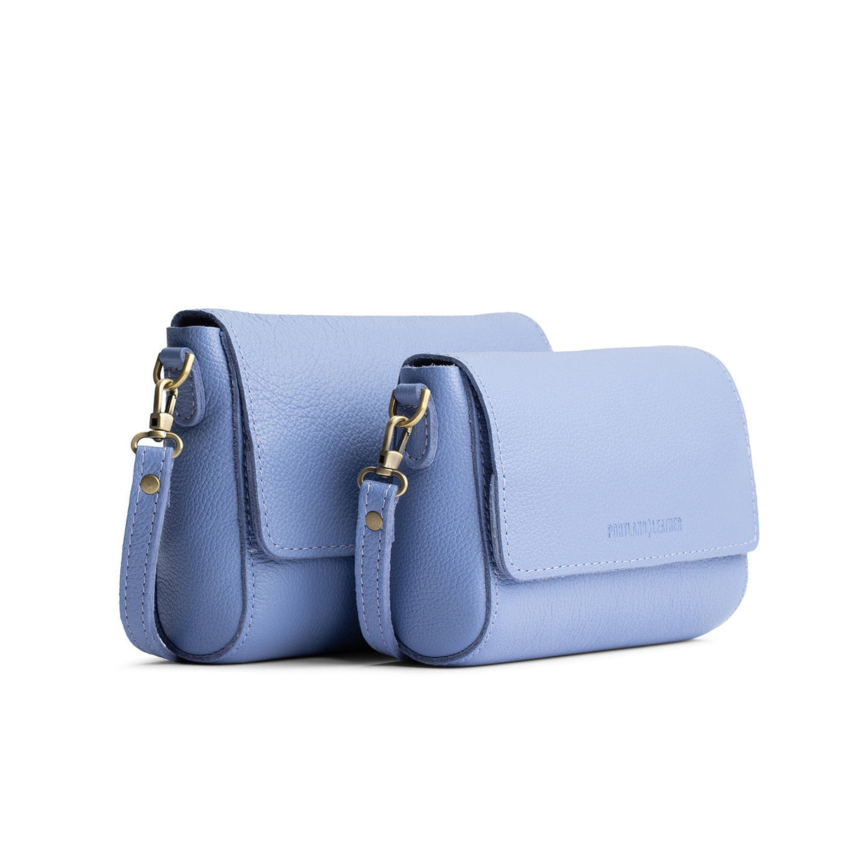 Aster | Side by Side of both sizes of Leather Crossbody Bag with Magnetic Messenger Bag Closure