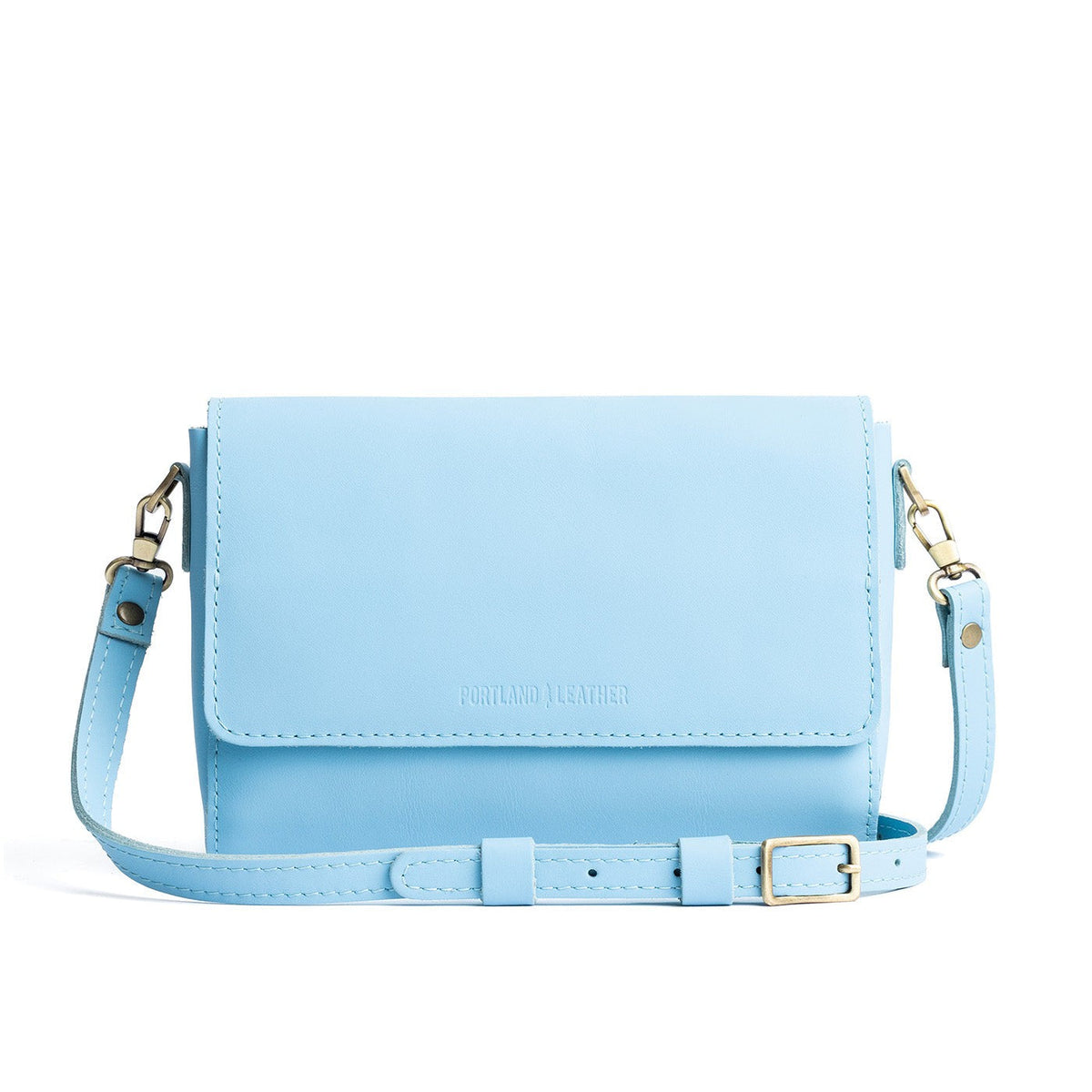 Glacial Blue*Medium | Leather Crossbody Bag with Magnetic Messenger Bag Closure