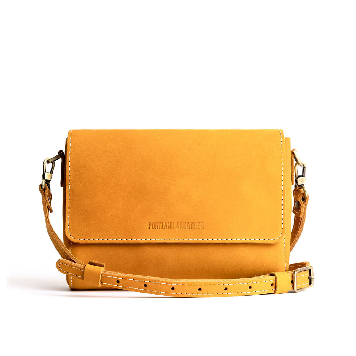 Turmeric*Medium | Leather Crossbody Bag with Magnetic Messenger Bag Closure