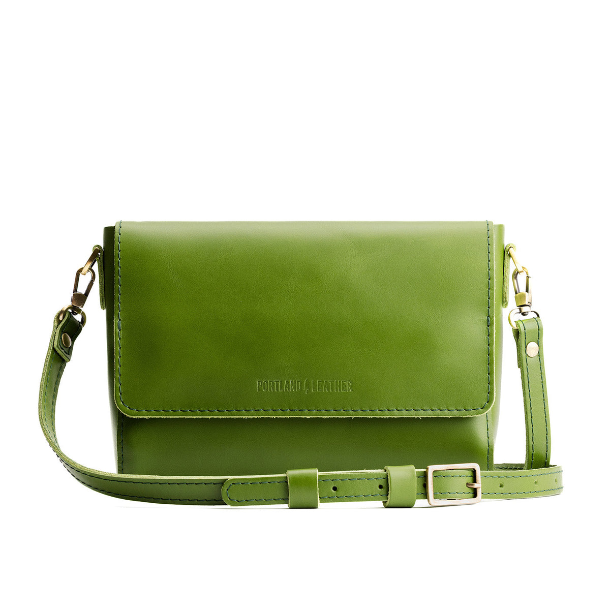Green Apple*Medium | Leather Crossbody Bag with Magnetic Messenger Bag Closure
