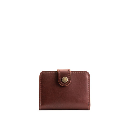 Cognac | Small leather wallet with snap closed