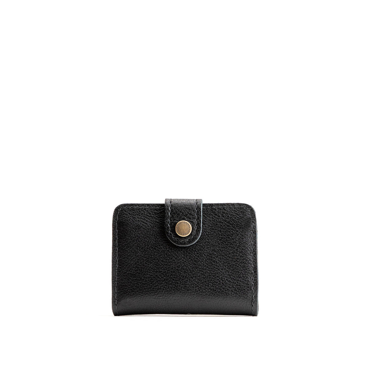 Pebbled--black | Small leather wallet with snap closed