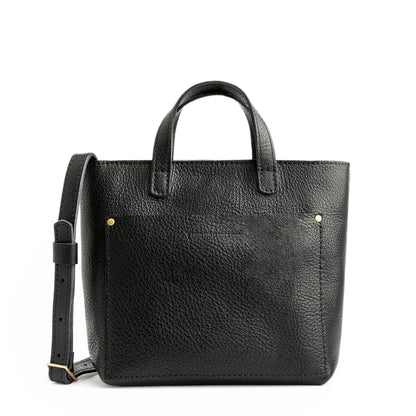 Pebbled--black*Zipper | Crossbody tote bag with zipper closure and front pocket