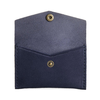 Alaska Blue | Small leather envelope card wallet with snap closure