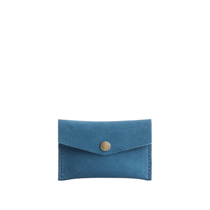 Mariner Blue | Small leather envelope card wallet with snap closure