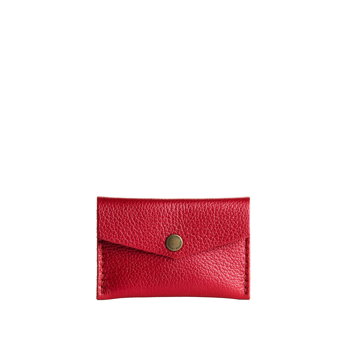 Reba Red | Small leather envelope card wallet with snap closure