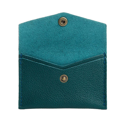 Sea Glass | Small leather envelope card wallet with snap closure