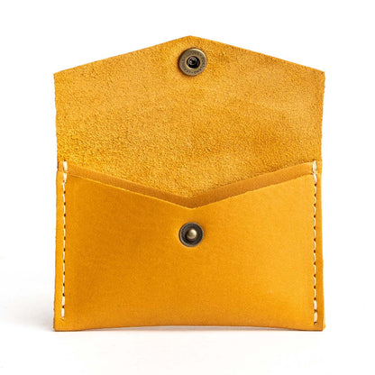 Sunflower | Small leather envelope card wallet with snap closure