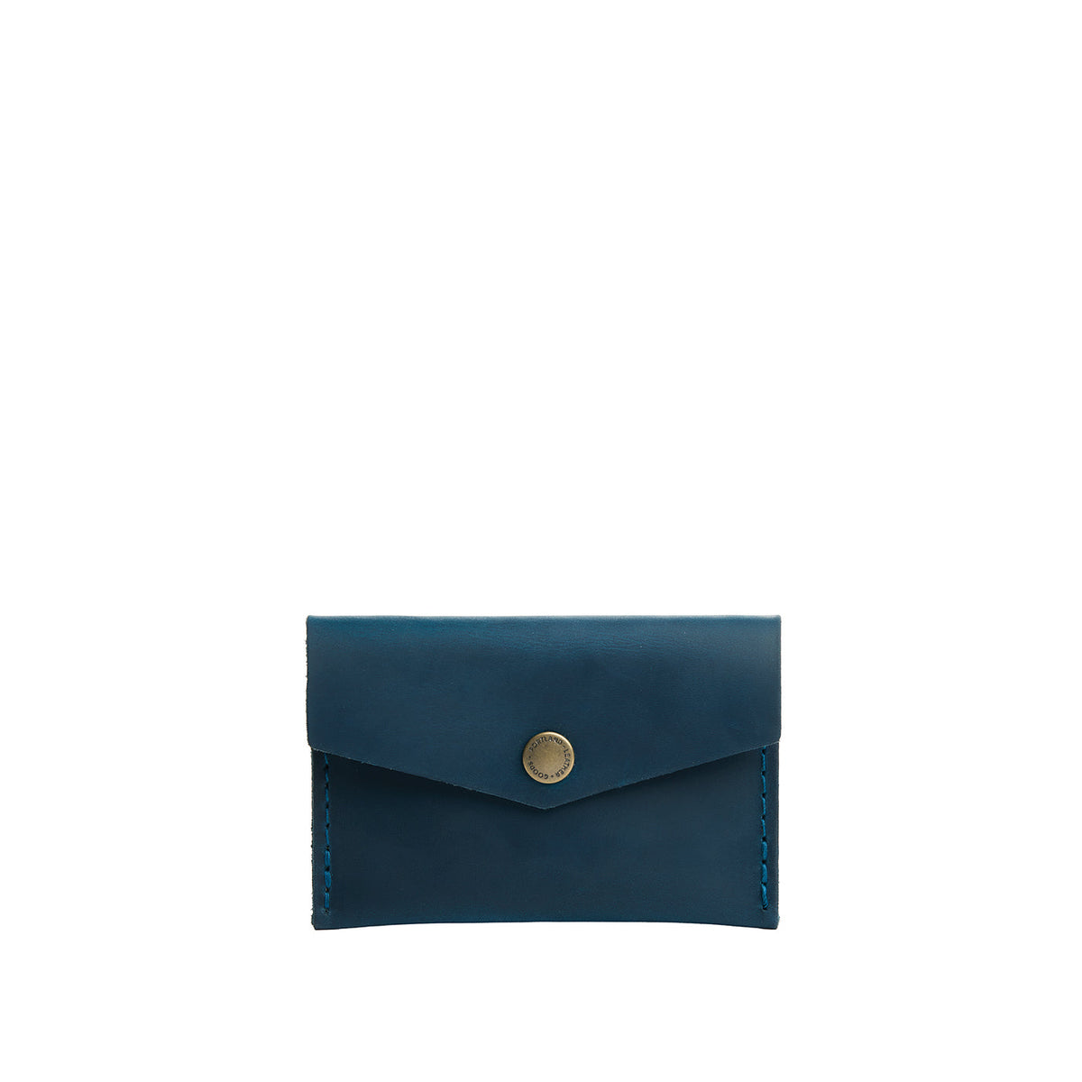 Westward Blue | Small leather envelope card wallet with snap closure