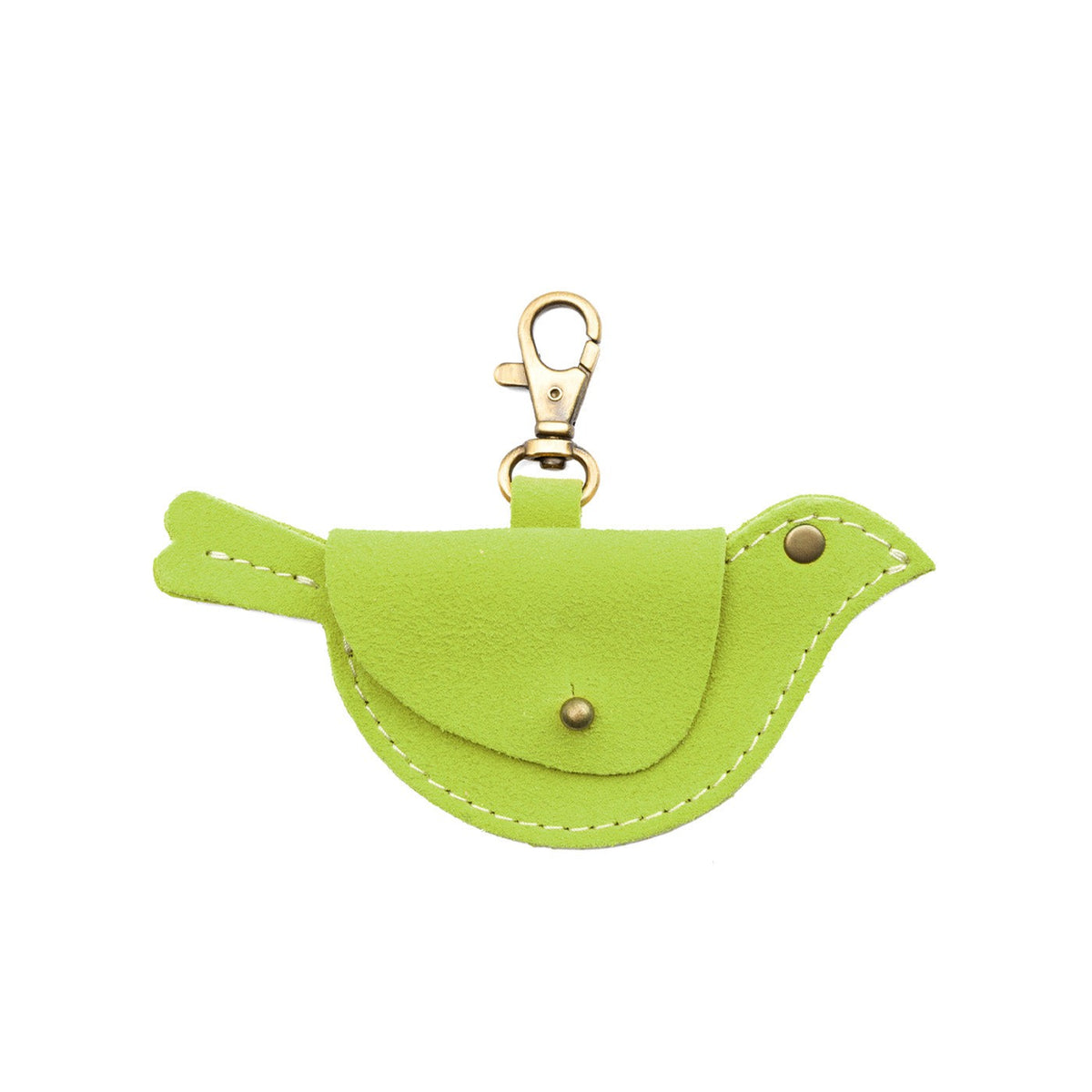 Lime | Bird shaped pouch with button closure and lobster clasp