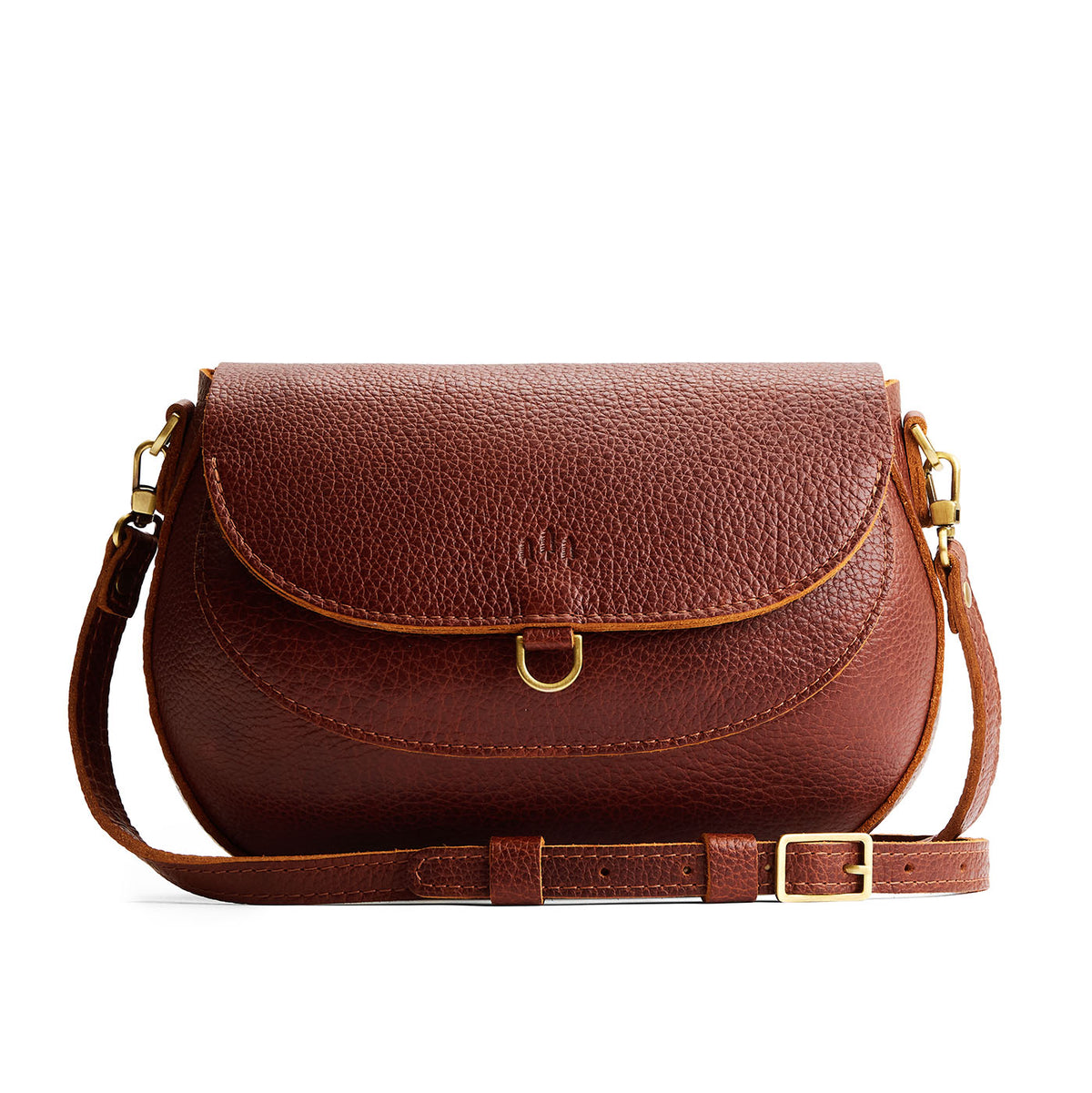 Nutmeg*Large | Leather Crossbody with a flap and magnetic closure