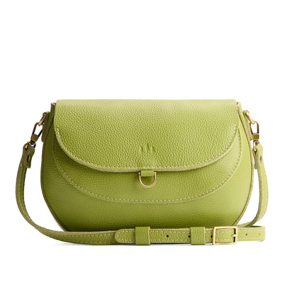 Wasabi*Large | Leather Crossbody with a flap and magnetic closure