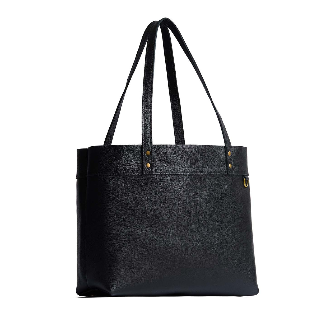 Pebbled--black*Large*Classic | Leather tote bag with riveted straps and exterior key loop