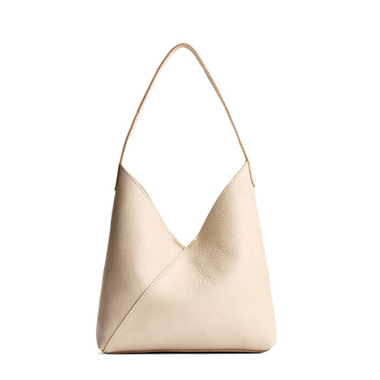 Pebbled Bone*Large | Mid-size shoulder bag with magnetic snap closure