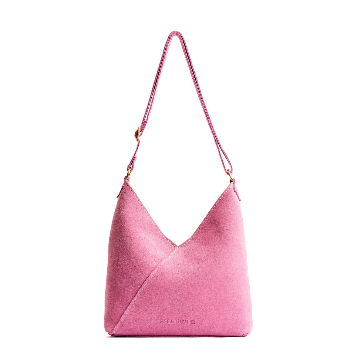 Pink Suede*Small | Petite shoulder bag with adjustable strap and magnetic snap closure