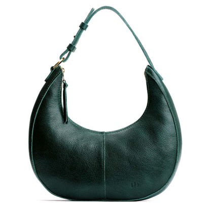 Forest Green*Large | Crescent shaped shoulder bag with zipper closure and adjustable strap