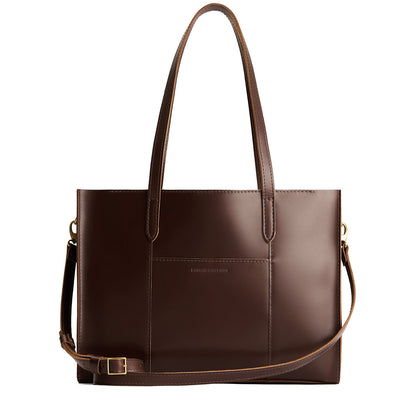 Chocolate Brown*Oversized East/West | Structured wide tote bag with overlapping panels and crossbody strap