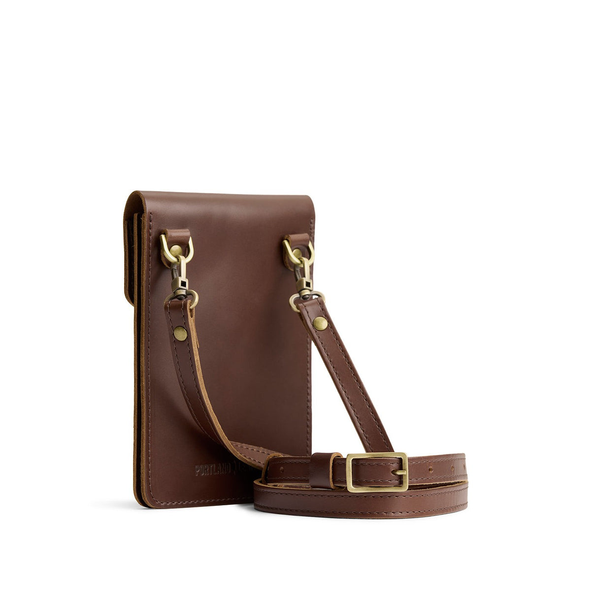 Chocolate Brown | Slim, phone-shaped crossbody purse with magnetic closure