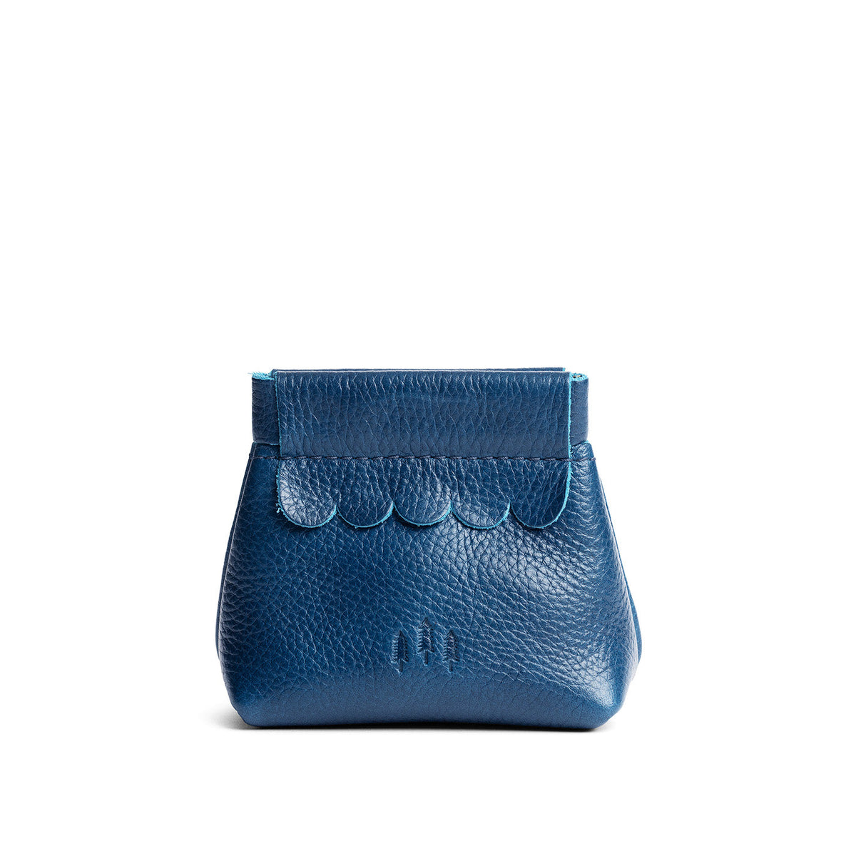 Caspian | Leather coin pouch with scalloped edge and three Portland leather tree emblems