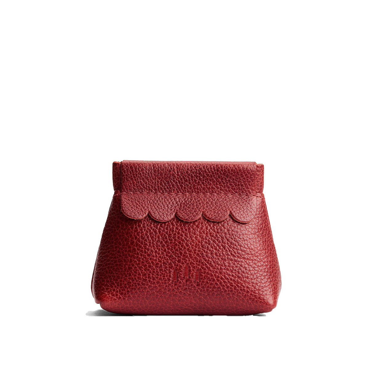 Chili Red | Leather coin pouch with scalloped edge and three Portland leather tree emblems