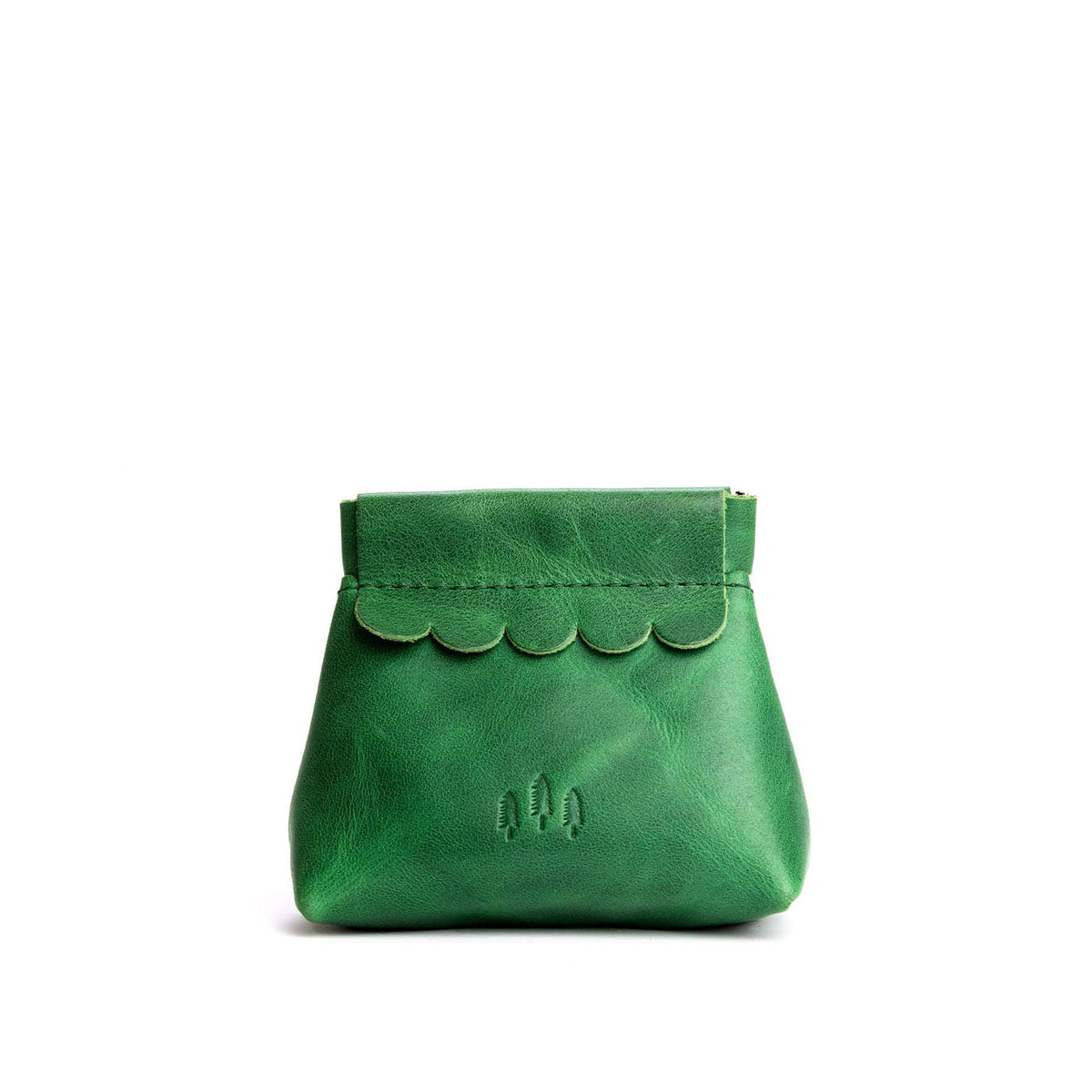 Cowboy Mint | Leather coin pouch with scalloped edge and three Portland leather tree emblems