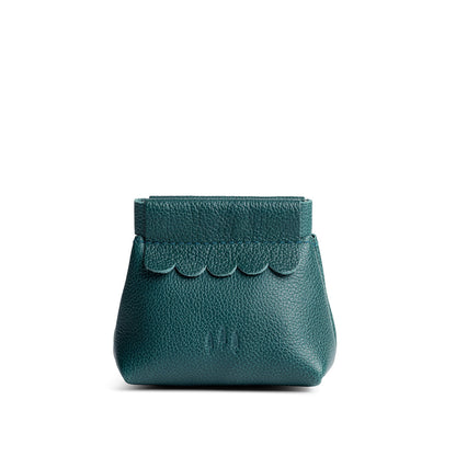 Sea Glass | Leather coin pouch with scalloped edge and three Portland leather tree emblems
