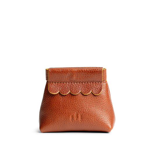 Sienna | Leather coin pouch with scalloped edge and three Portland leather tree emblems