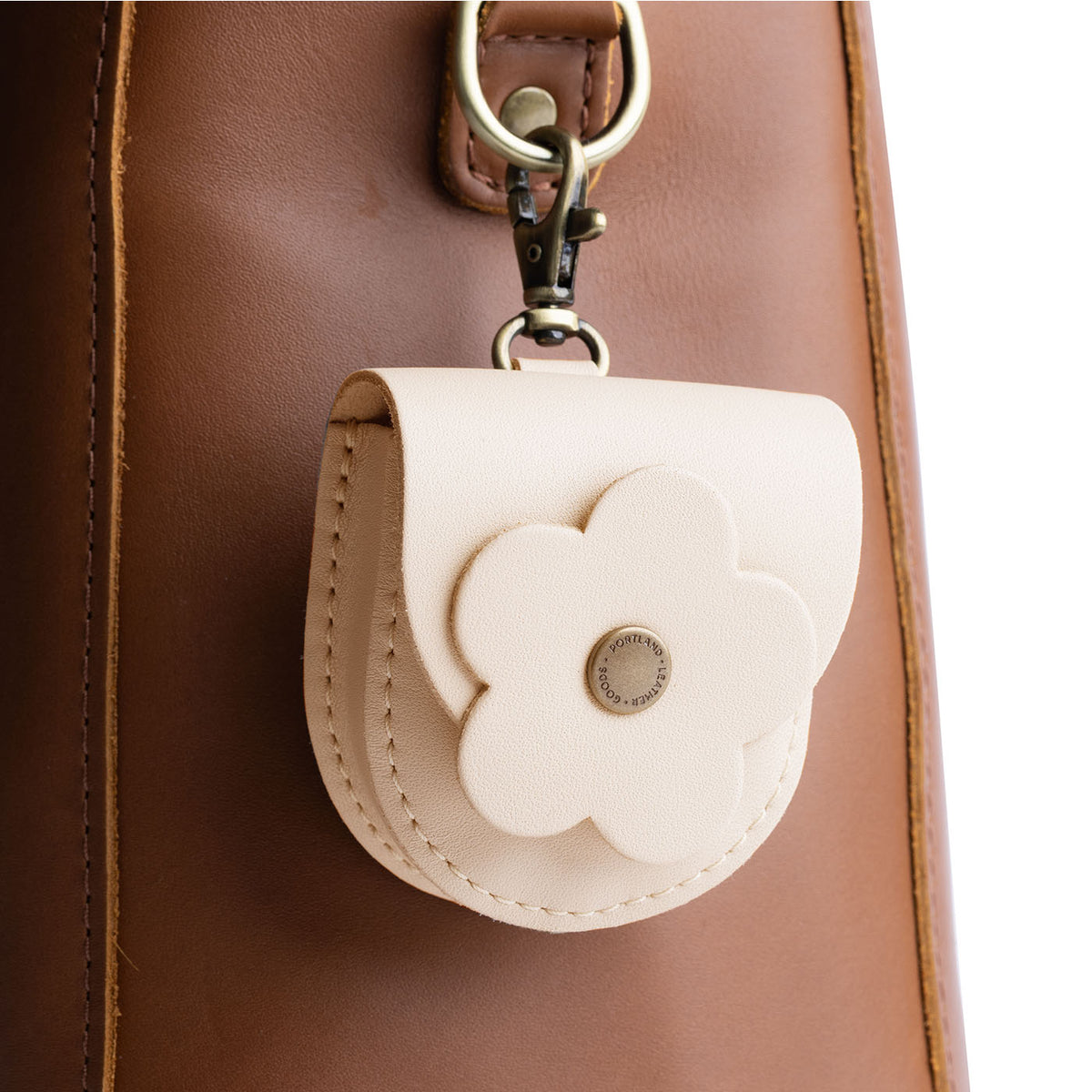 Bone | U shaped pouch with leather flower applique