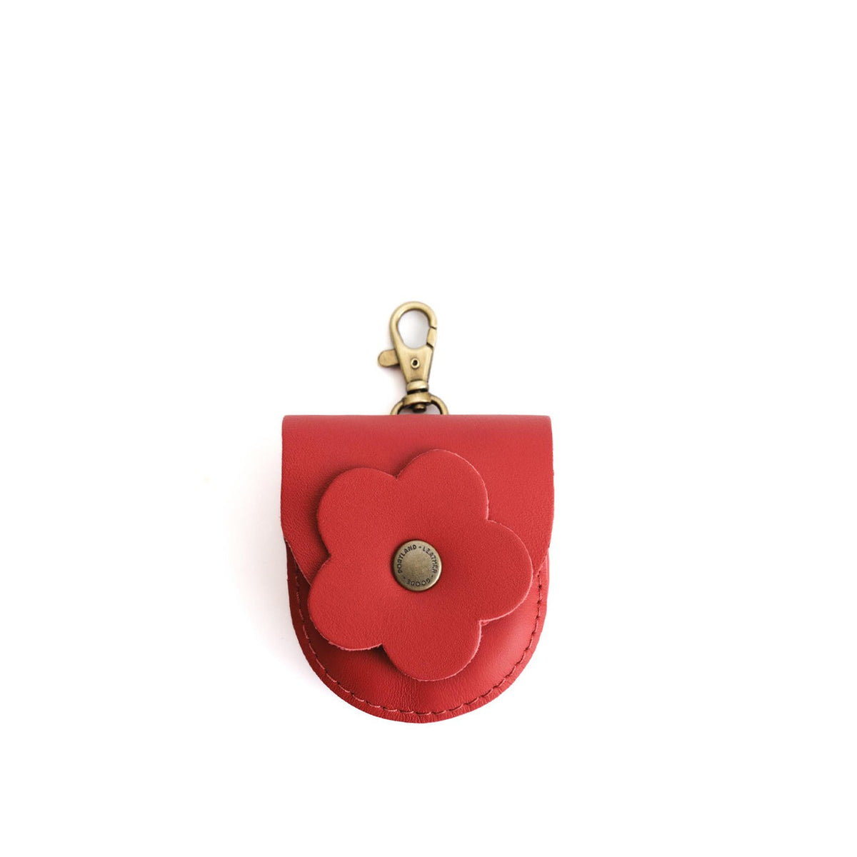 Crimson | U shaped pouch with leather flower applique