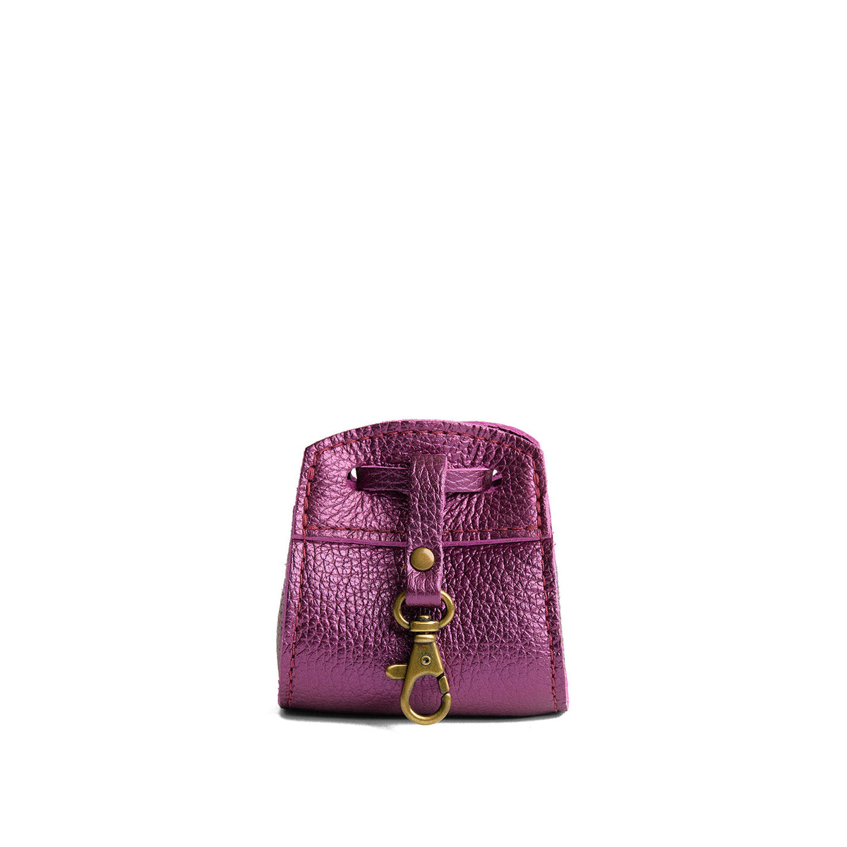 Ultra Violet | Small leather pouch with leather drawstring closure and lobster claw clasp
