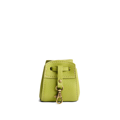 Wasabi | Small leather pouch with leather drawstring closure and lobster claw clasp