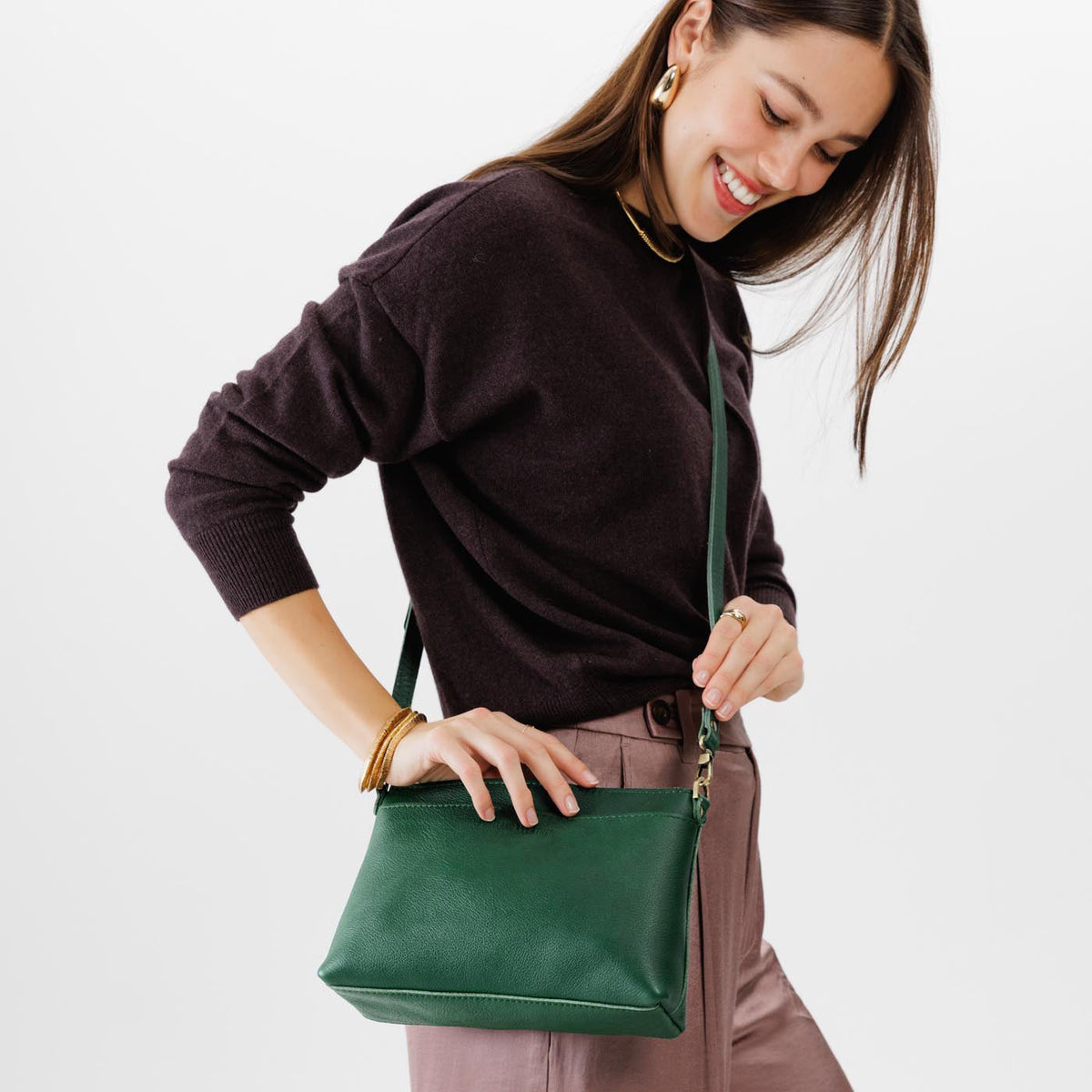 Bacalar*Small | Zip top petite crossbody bag with detachable strap