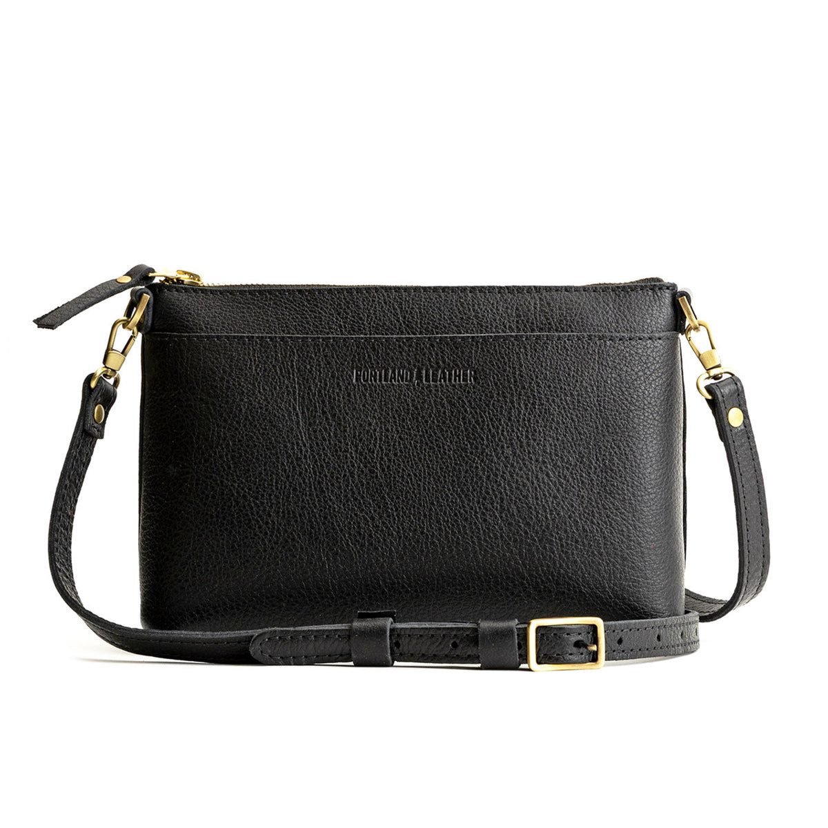 Pebbled--black*Small | Zip top petite crossbody bag with detachable strap