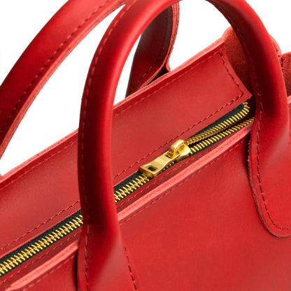 Ruby*ANY*Zipper | Petite tote purse with structured leather handles and crossbody strap