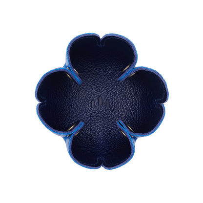 Cobalt | Desert bell-shaped foldable leather tray with snap-button corners