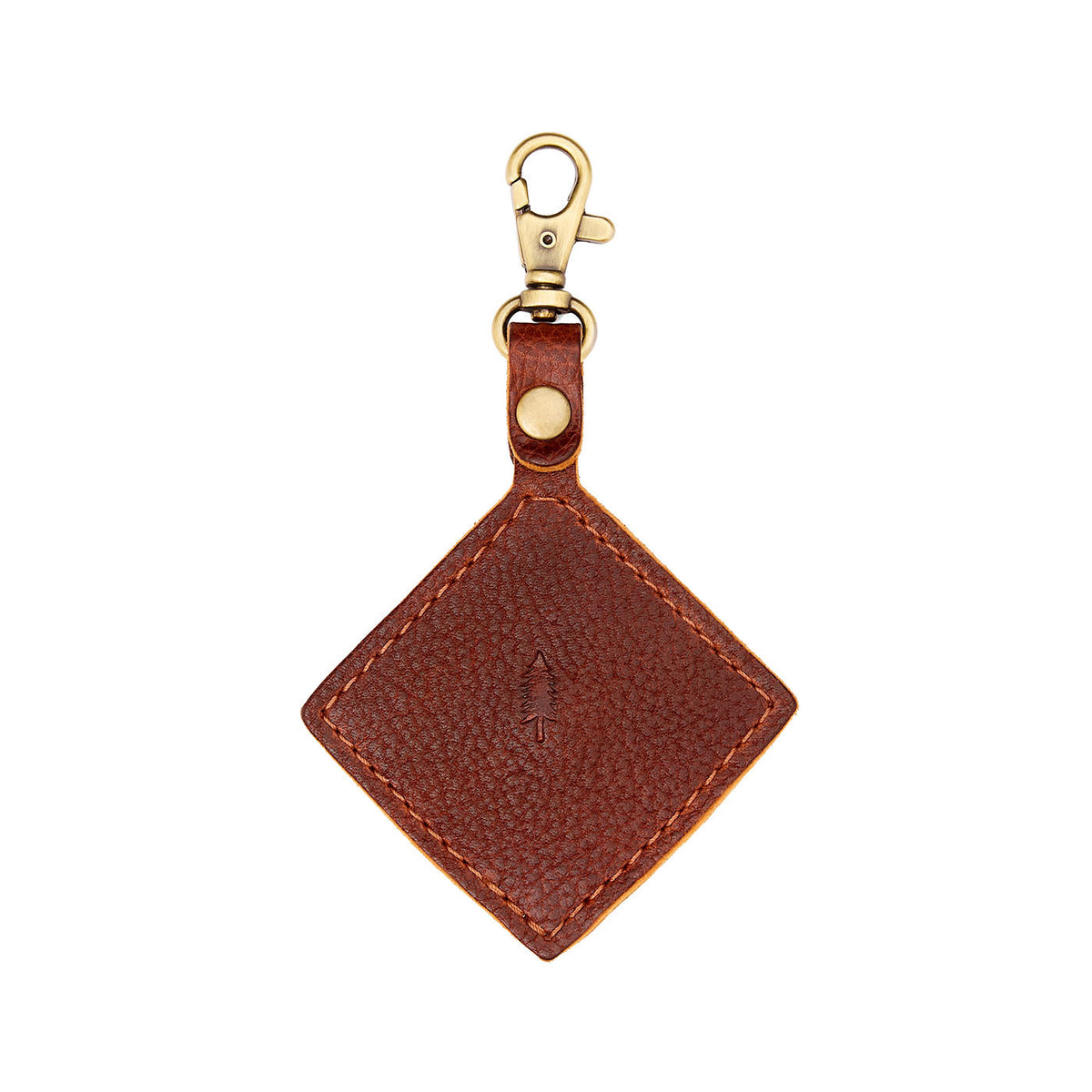 Nutmeg | Diamond shaped leather AirTag holder on a lobster clasp keychain