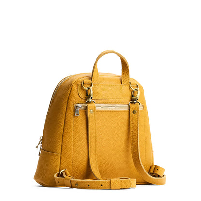 Sunshine | Leather backpack with debossed Portland Leather logo on front, with zipper closure and straps with lobster clasps