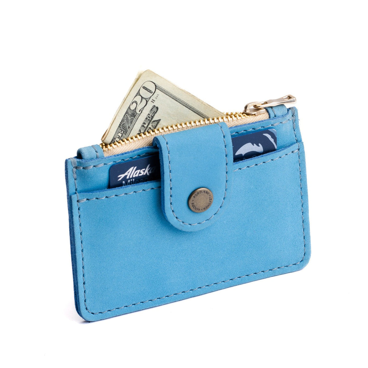 Iceberg Blue | Compact wallet with snap closure and zippered pouch